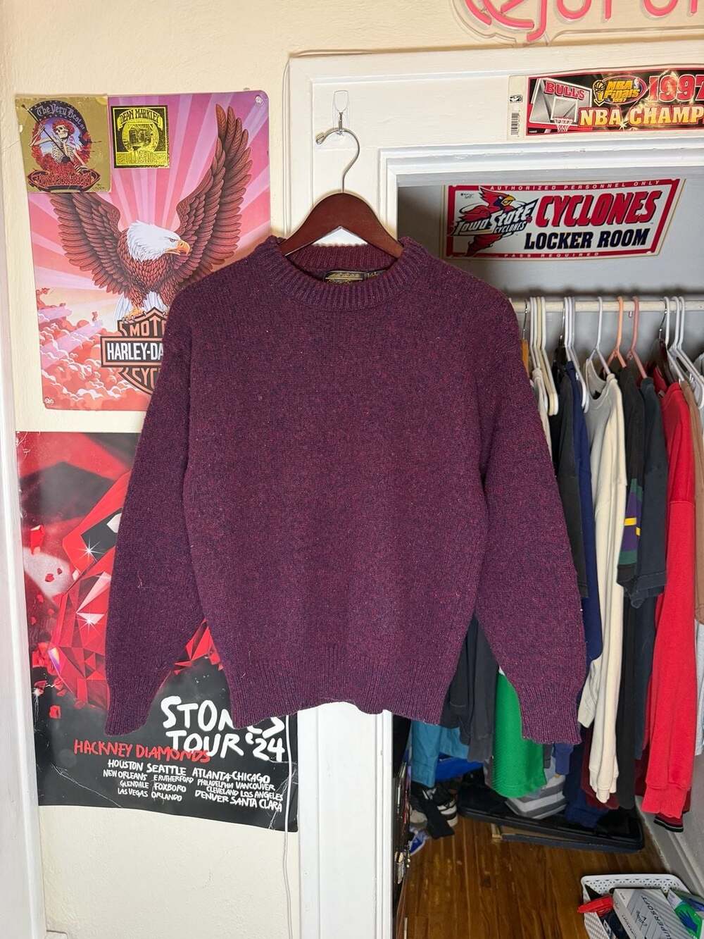 Vintage 80s Eddie Bauer Wool Sweater Burgundy Size M
